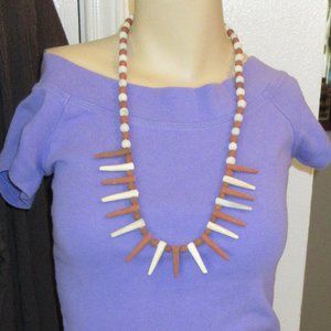 Vintage 28" Handmade Tribal Clay Bead Necklace